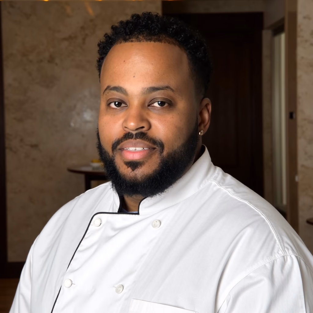 Portrait of Chef Kenneth in chef whites